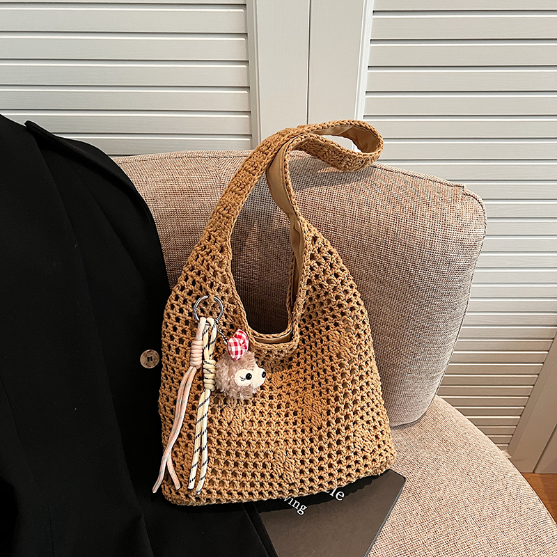 Large Capacity Woven Straw Bag for Women - Hollow Shoulder Shopping Tote, 2025 Spring Summer Beach Bag in Lazy Style Large Capacity Woven Straw Bag for Women - Hollow Shoulder Shopping Tote, 2025 Spring Summer Beach Bag in Lazy Style