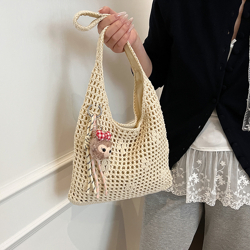 Large Capacity Woven Straw Bag for Women - Hollow Shoulder Shopping Tote, 2025 Spring Summer Beach Bag in Lazy Style Large Capacity Woven Straw Bag for Women - Hollow Shoulder Shopping Tote, 2025 Spring Summer Beach Bag in Lazy Style
