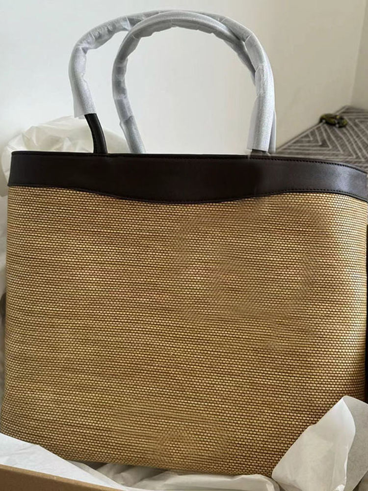 Large Capacity Woven Straw Beach Tote Bag - Stylish Canvas Commuting Handbag, Trendy Shoulder Bag for Everyday Use
