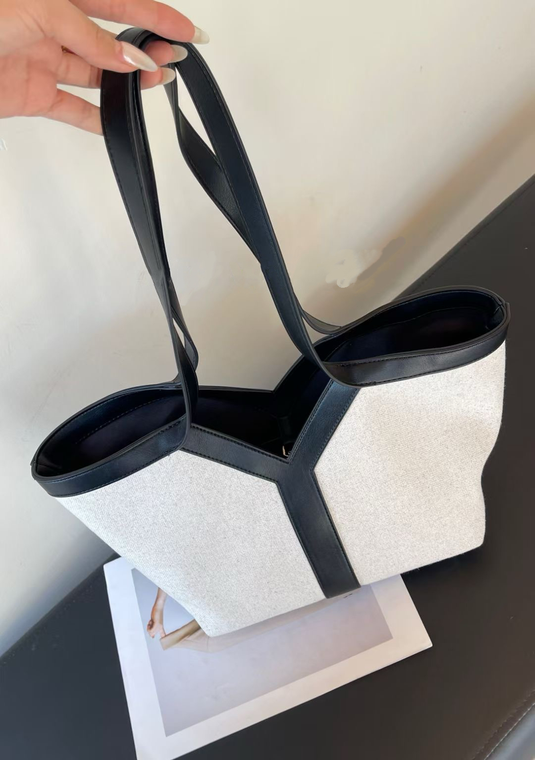 Large Capacity Y-Design Cotton-Linen Canvas Tote Bag for Lazy Shopping - 2025 Spring/Summer Fashion Essential