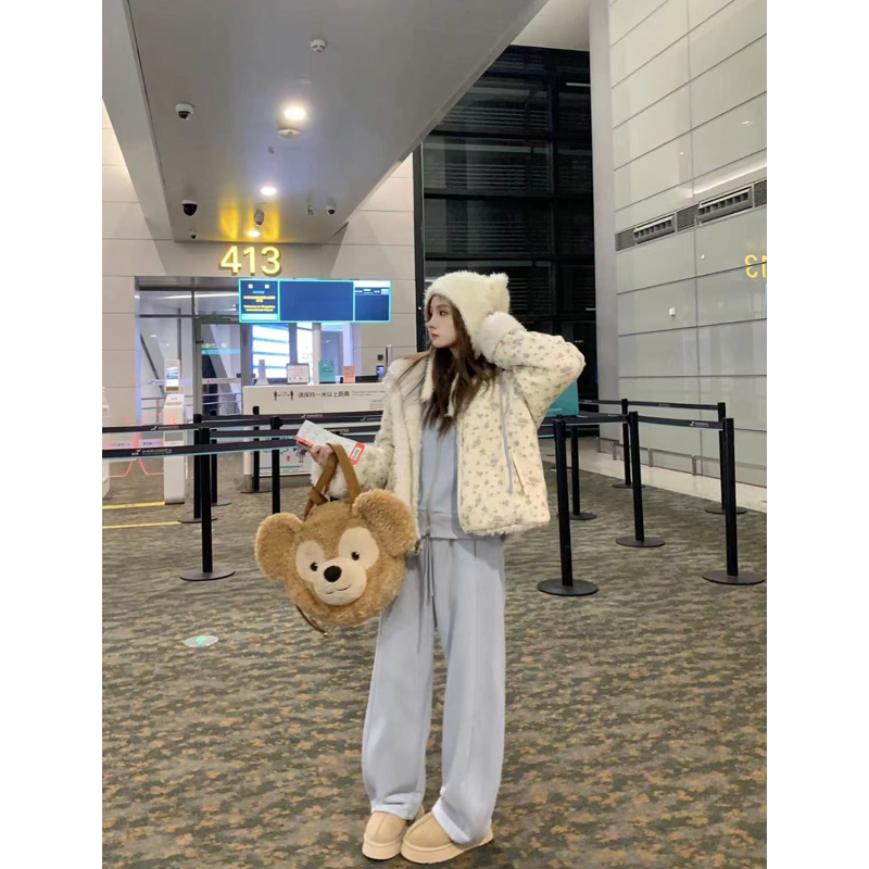 Large Cartoon Duffy Bear Plush Backpack - Cute Teddy Bear Crossbody Bag with Big Capacity, Perfect for Y2K and Korean Style Fashion