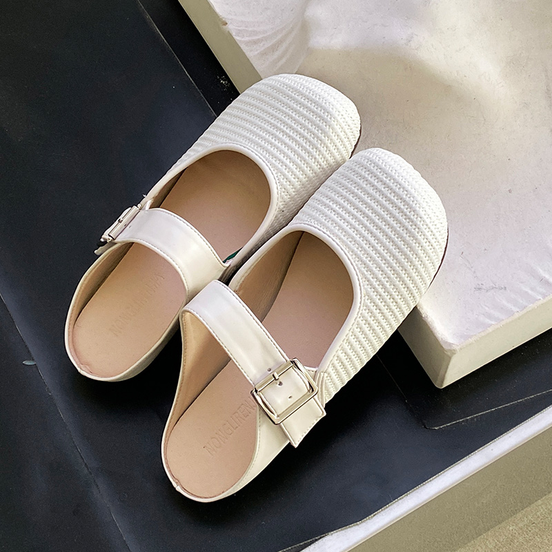 Large Size Women's Mary Jane Flat Slippers - Gentle Temperament, Wide Fit, Size 40-43, Comfortable Toe Design