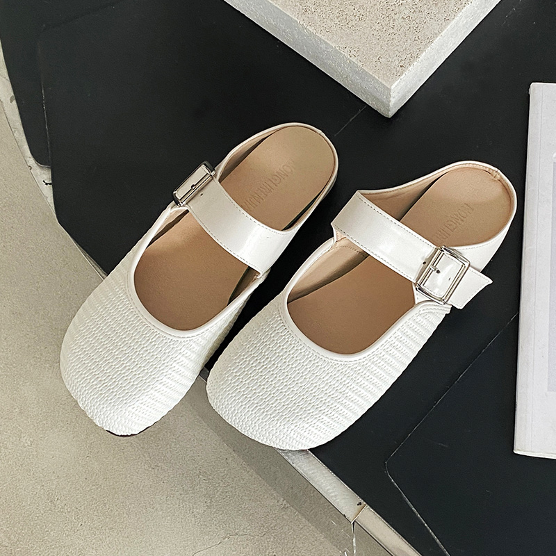 Large Size Women's Mary Jane Flat Slippers - Gentle Temperament, Wide Fit, Size 40-43, Comfortable Toe Design