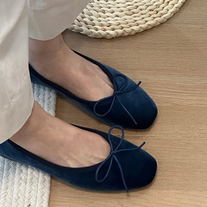 Leather Bow Ballet Flats - Soft-Soled Casual Mary Jane Shoes for Comfortable Everyday Wear