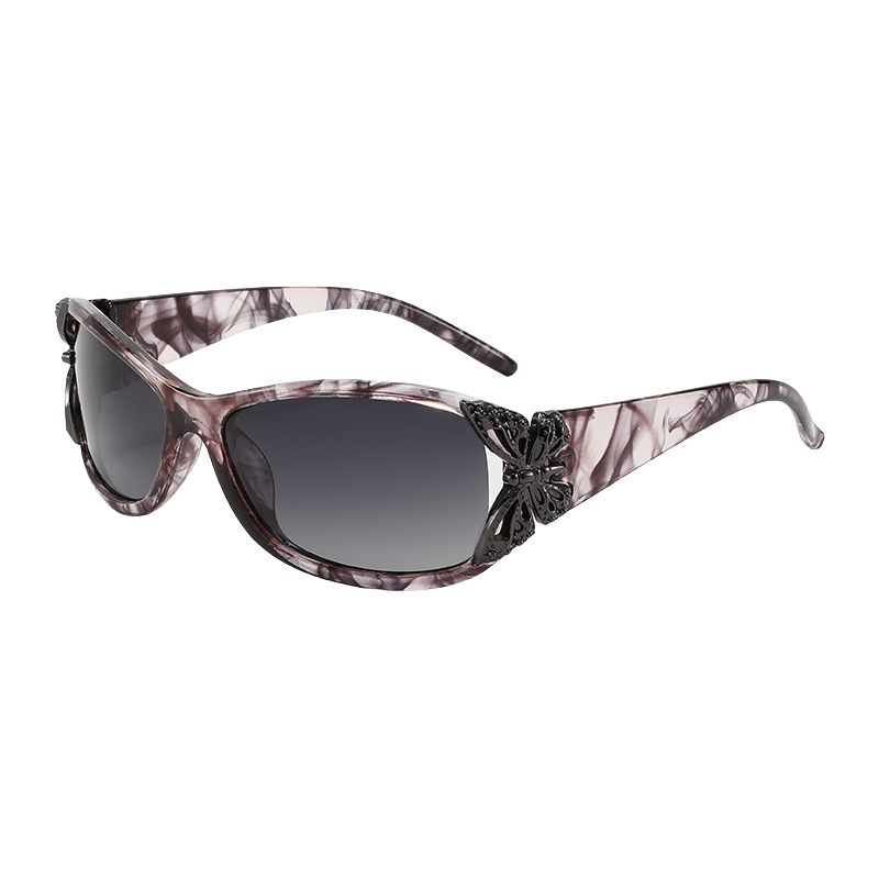 Leopard Print Butterfly Cat-Eye Sunglasses for Women - Metallic Tea Color, UV Protection, European and American Sexy Style Leopard Print Butterfly Cat-Eye Sunglasses for Women - Metallic Tea Color, UV Protection, European and American Sexy Style
