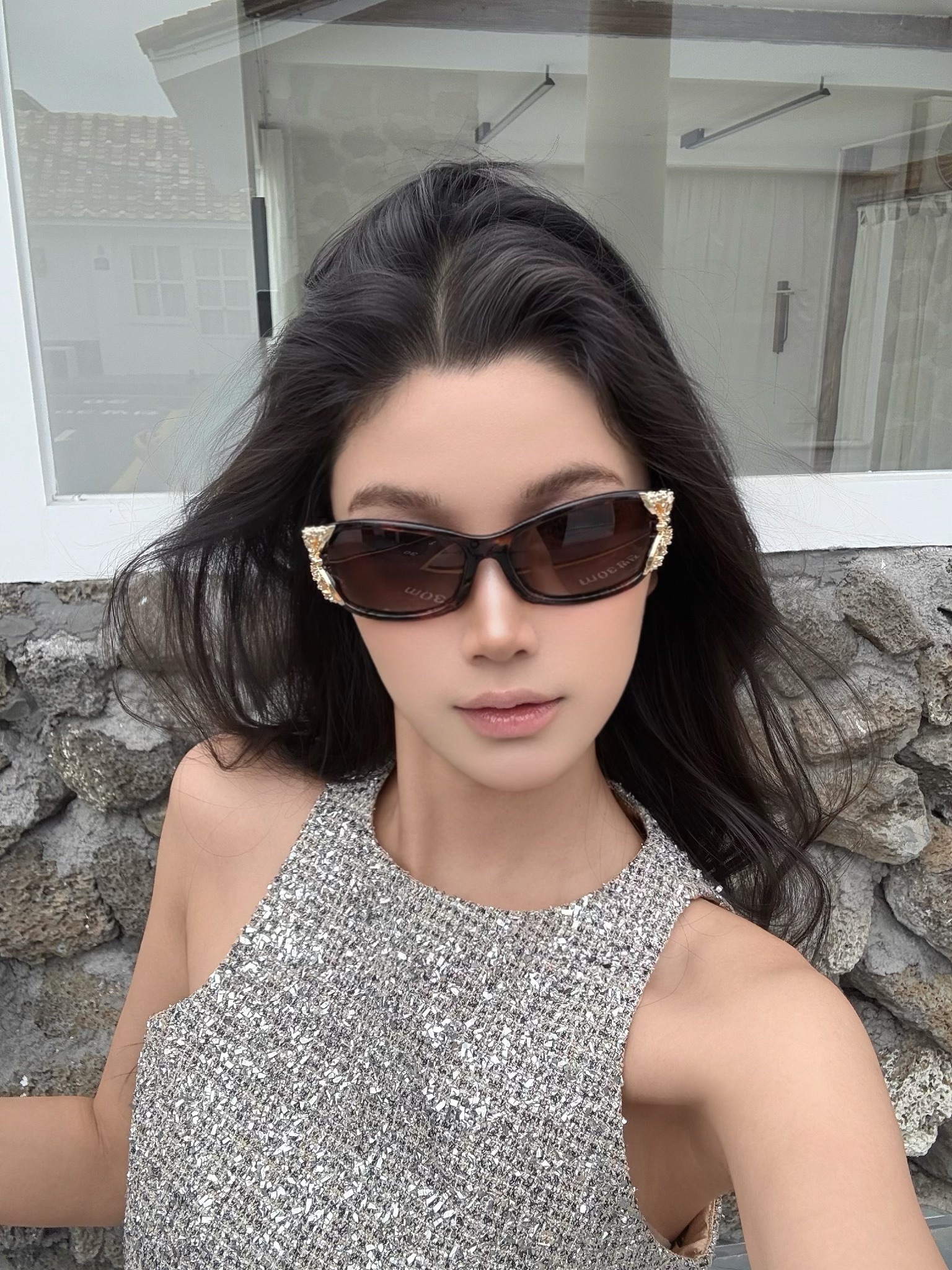 Leopard Print Butterfly Cat-Eye Sunglasses for Women - Metallic Tea Color, UV Protection, European and American Sexy Style Leopard Print Butterfly Cat-Eye Sunglasses for Women - Metallic Tea Color, UV Protection, European and American Sexy Style