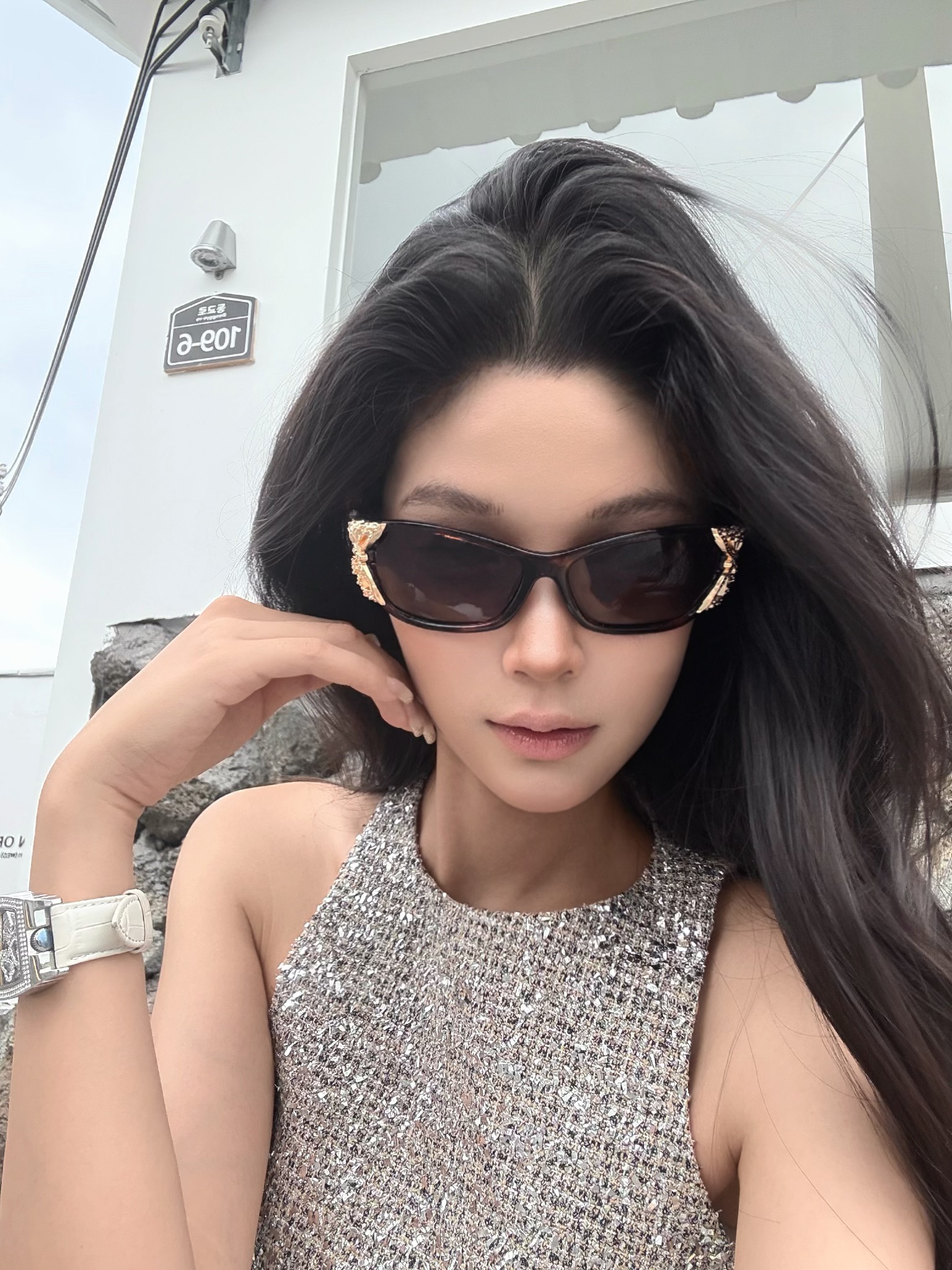 Leopard Print Butterfly Cat-Eye Sunglasses for Women - Metallic Tea Color, UV Protection, European and American Sexy Style Leopard Print Butterfly Cat-Eye Sunglasses for Women - Metallic Tea Color, UV Protection, European and American Sexy Style