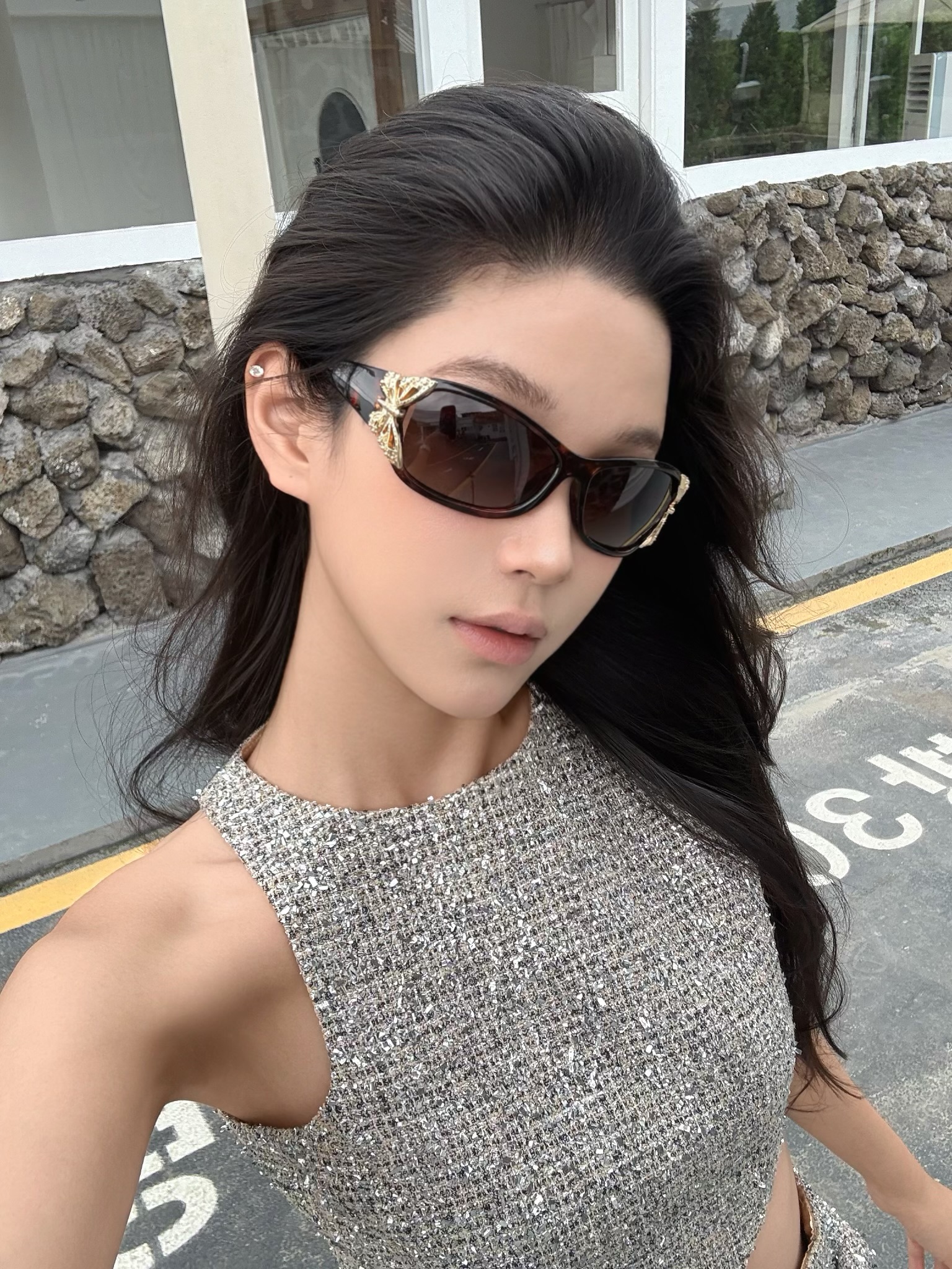 Leopard Print Butterfly Cat-Eye Sunglasses for Women - Metallic Tea Color, UV Protection, European and American Sexy Style Leopard Print Butterfly Cat-Eye Sunglasses for Women - Metallic Tea Color, UV Protection, European and American Sexy Style