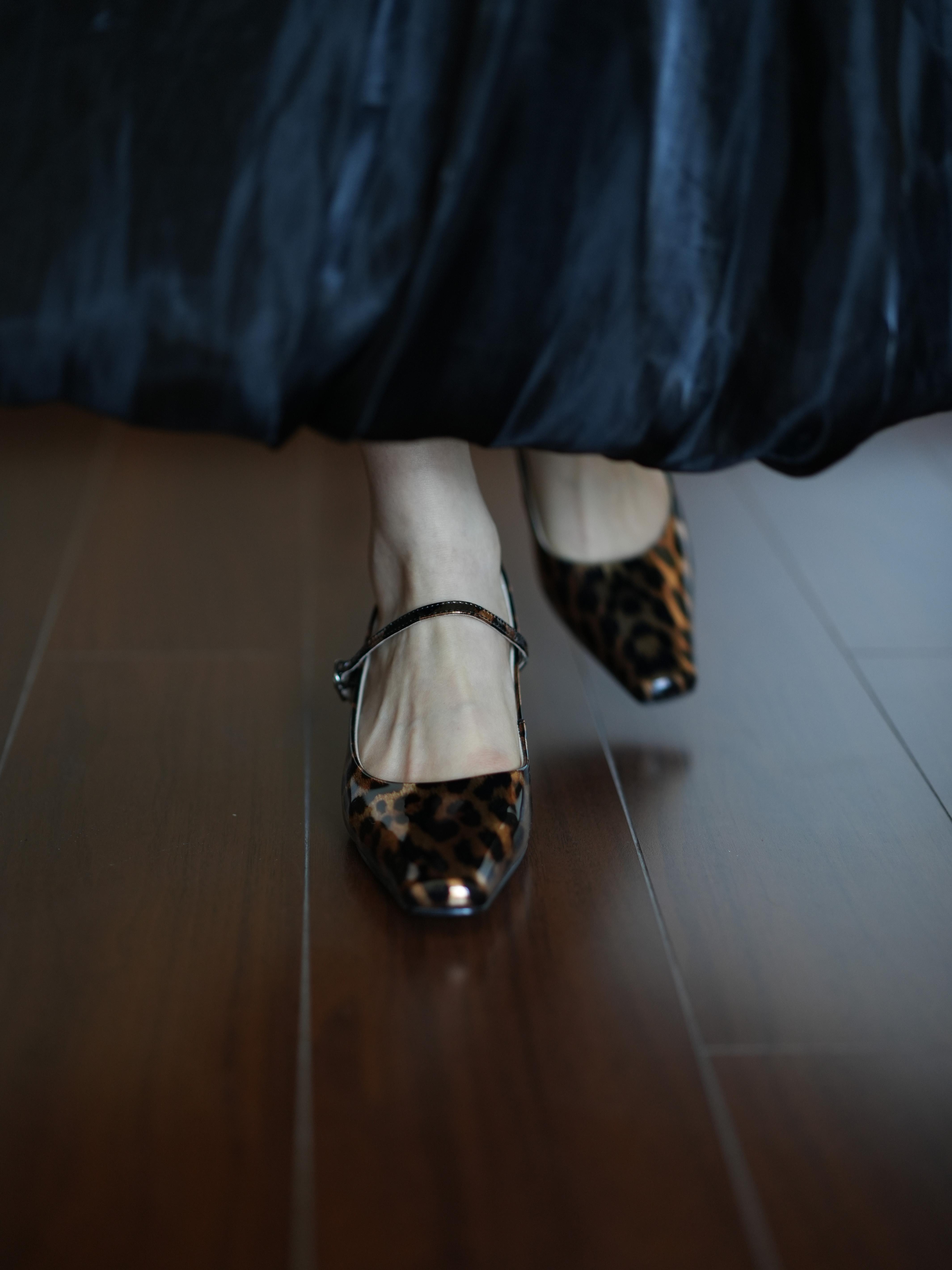 Leopard Print Mary Jane Shoes for Women - Small Square Toe, Shallow Mouth, One Strap, Slim Fit, Niche Designer Style