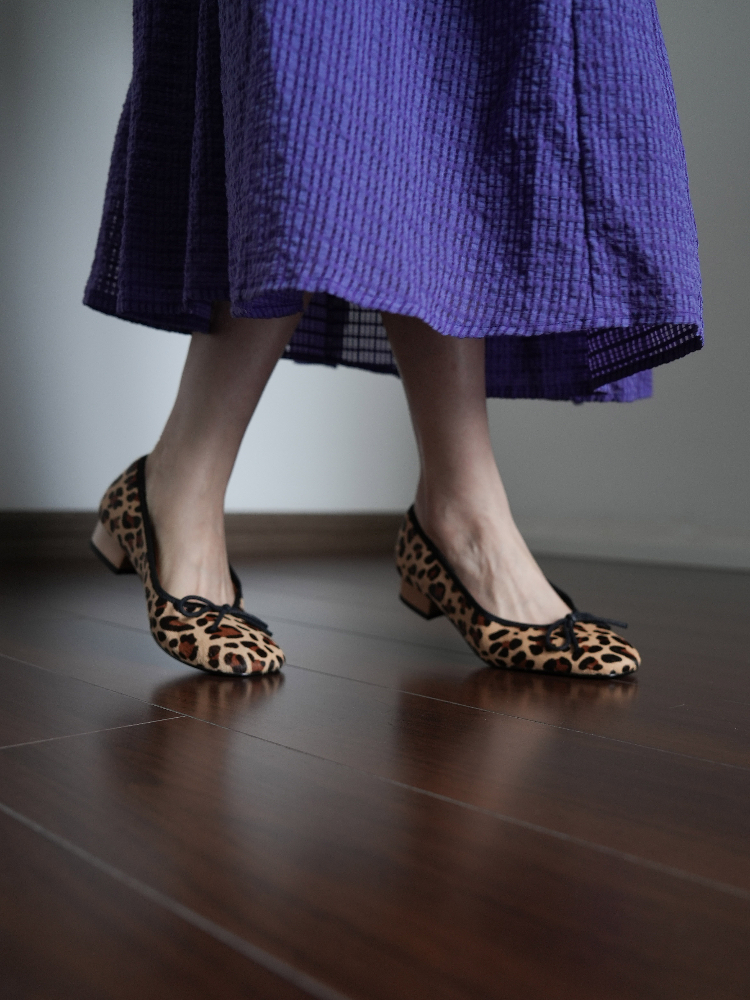 Leopard Print Square-Toed Low-Heeled Bow Shoes for Women, All-Season Commuting Style, Red Wedding Flats