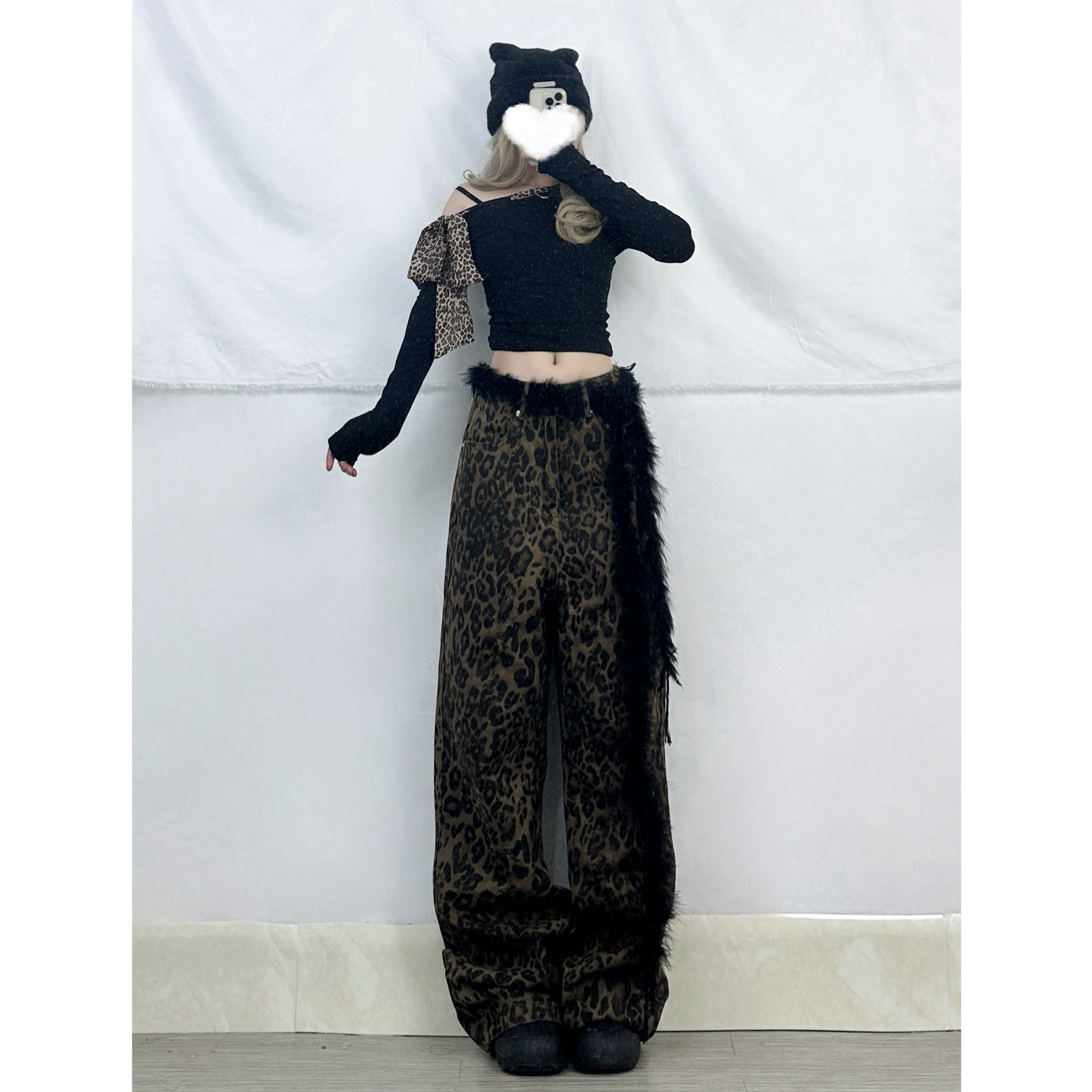 Leopard Print Wide-Leg Jazz Dance Pants for Women - Spicy Girl Loose Fit Niche Design, Trendy 90s Style Dancewear