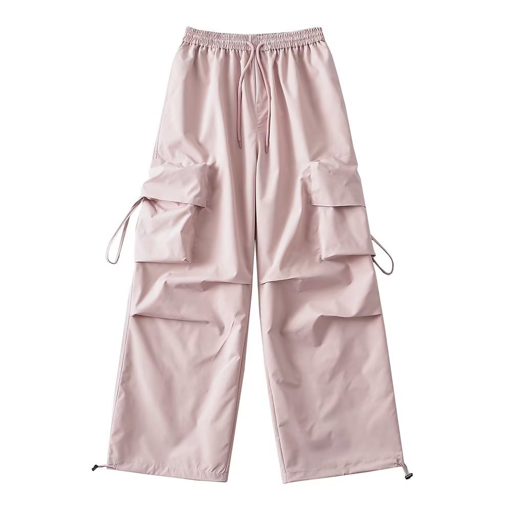 Light Blue Cargo Pants for Girls - K-Pop Dance Loose Wide-Leg Casual Floor-Length Trousers - Trendy Y2K Style Light Blue Cargo Pants for Girls - K-Pop Dance Loose Wide-Leg Casual Floor-Length Trousers - Trendy Y2K Style