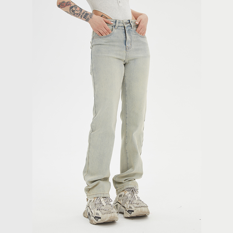 Light Blue Vintage High Street Jeans for Men and Women, Slightly Stretchy American Long Pants, 90s Inspired Fashion
