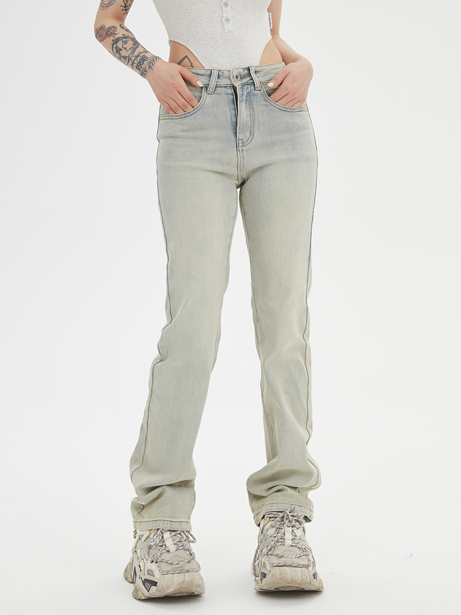 Light Blue Vintage High Street Jeans for Men and Women, Slightly Stretchy American Long Pants, 90s Inspired Fashion Light Blue Vintage High Street Jeans for Men and Women, Slightly Stretchy American Long Pants, 90s Inspired Fashion