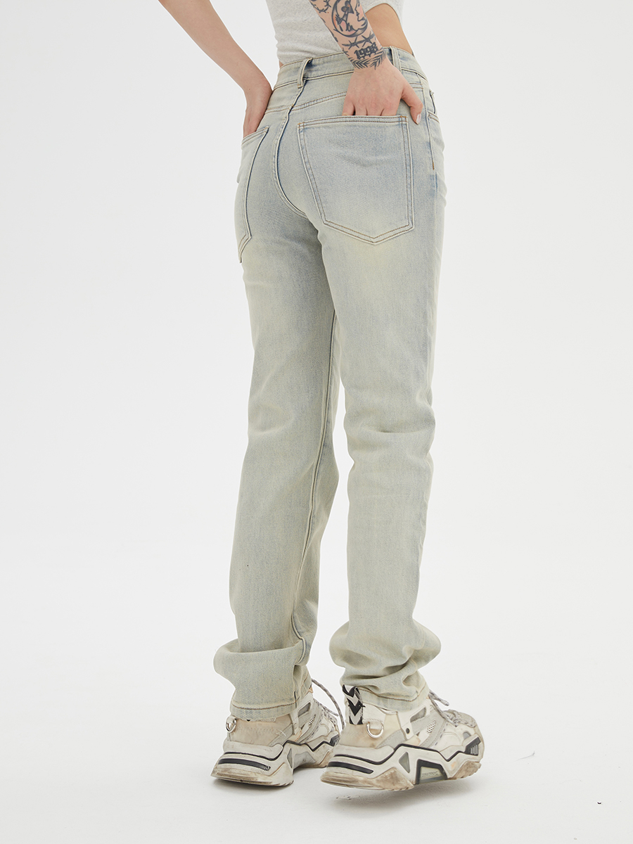 Light Blue Vintage High Street Jeans for Men and Women, Slightly Stretchy American Long Pants, 90s Inspired Fashion Light Blue Vintage High Street Jeans for Men and Women, Slightly Stretchy American Long Pants, 90s Inspired Fashion