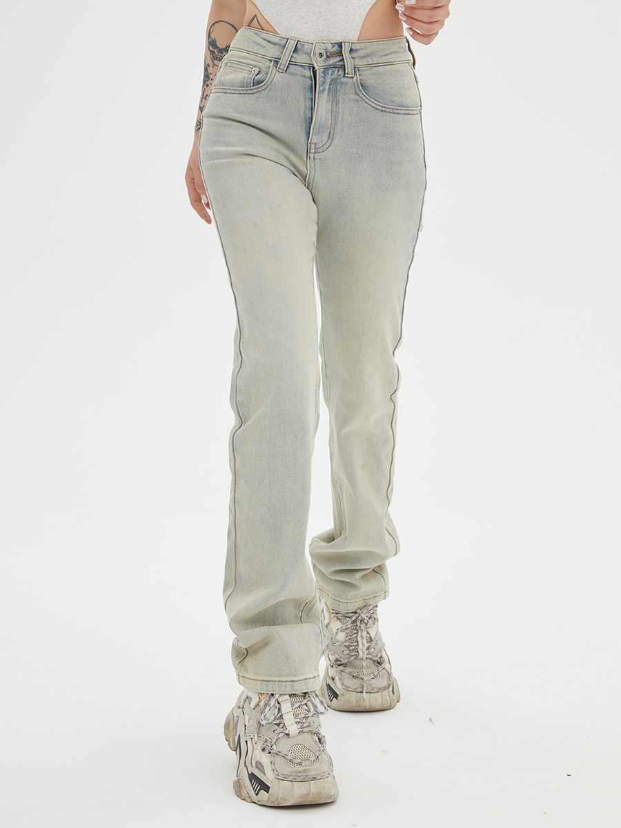 Light Blue Vintage High Street Jeans for Men and Women, Slightly Stretchy American Long Pants, 90s Inspired Fashion Light Blue Vintage High Street Jeans for Men and Women, Slightly Stretchy American Long Pants, 90s Inspired Fashion