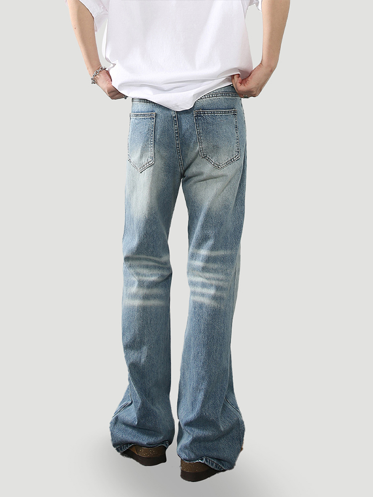 Light-Colored Flared Slim-Fit Men's Jeans - Retro American Style Casual Long Pants Light-Colored Flared Slim-Fit Men's Jeans - Retro American Style Casual Long Pants