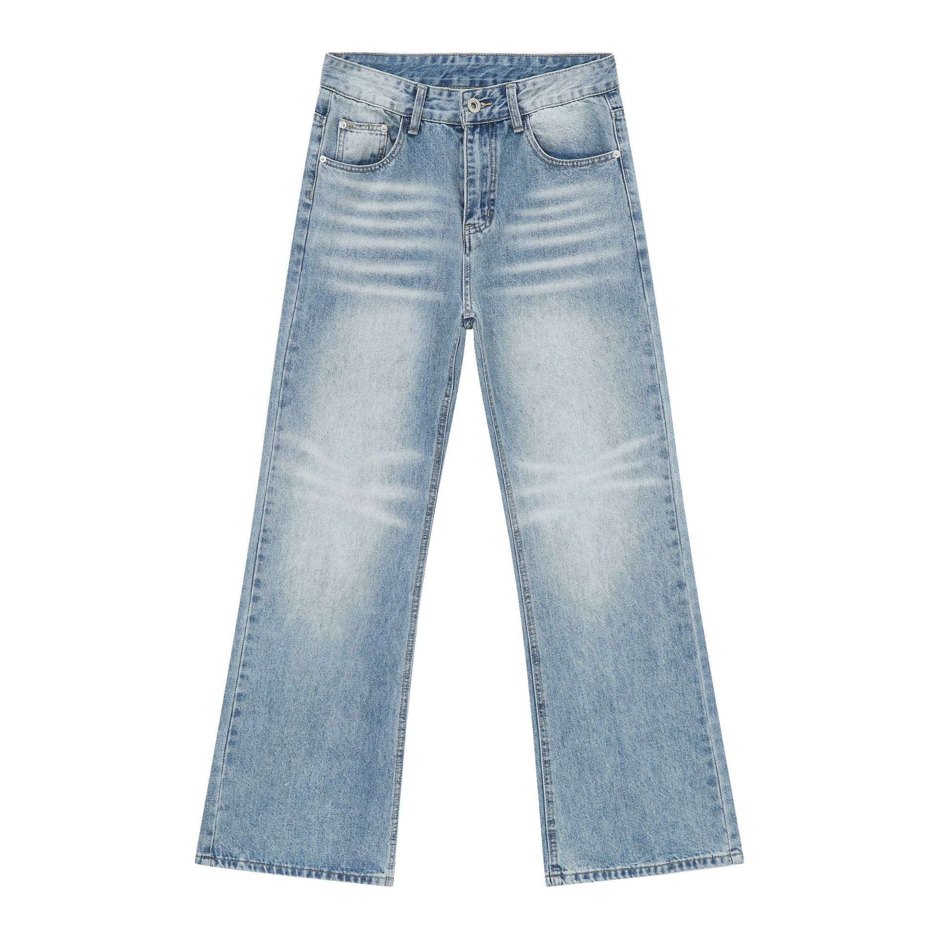 Light-Colored Flared Slim-Fit Men's Jeans - Retro American Style Casual Long Pants