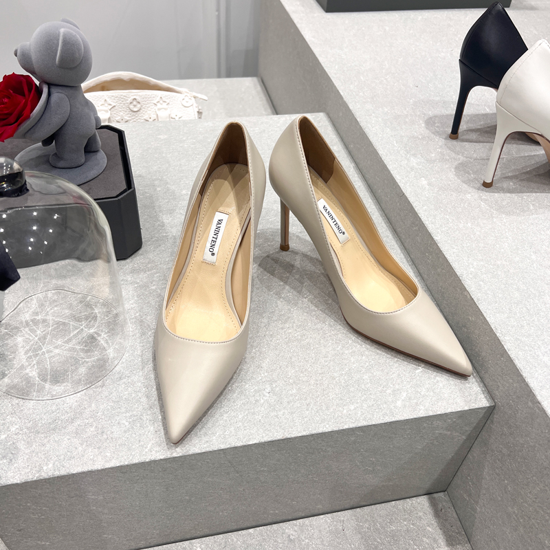 Light Gray Lambskin High Heels for Women – HyunA Style Pointed Toe Thin Heel Shallow Mouth Shoes – Spring Autumn Fashion Light Gray Lambskin High Heels for Women – HyunA Style Pointed Toe Thin Heel Shallow Mouth Shoes – Spring Autumn Fashion