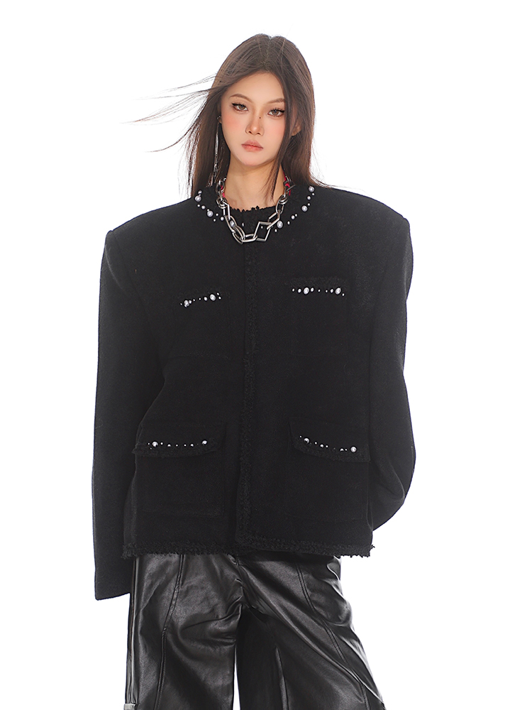 Light Luxury Beaded Short Jacket for Women - Elegant High-End Fragrance Style Coat for Autumn 2025 - Chic 90s Inspired Fashion Light Luxury Beaded Short Jacket for Women - Elegant High-End Fragrance Style Coat for Autumn 2025 - Chic 90s Inspired Fashion