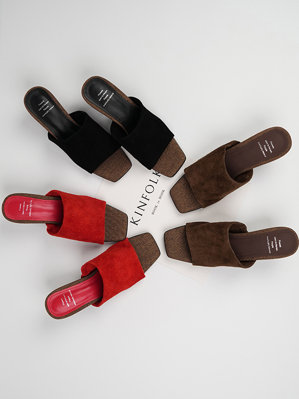 Light Retro Cowhide Open-Toe Slide Sandals for Women - Summer Casual Chunky Heeled High Heel Vacation Slides Light Retro Cowhide Open-Toe Slide Sandals for Women - Summer Casual Chunky Heeled High Heel Vacation Slides