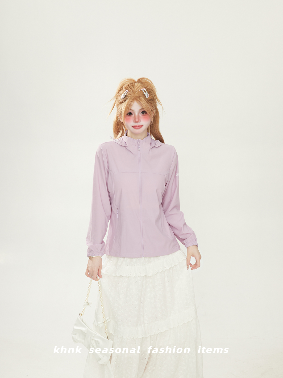 Lightweight Slim-Fit Purple Hooded Sun Protection Jacket for Women - UV Protection Summer Coat with Luxury Feel