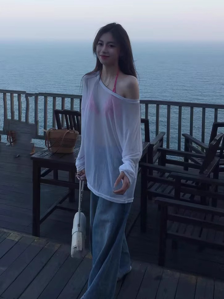 Lightweight Y2K Jazz Dance Top for Women - Knitted Cover-Up for K-Pop Festival Outfits, Stylish Sun Protection Clothing Lightweight Y2K Jazz Dance Top for Women - Knitted Cover-Up for K-Pop Festival Outfits, Stylish Sun Protection Clothing