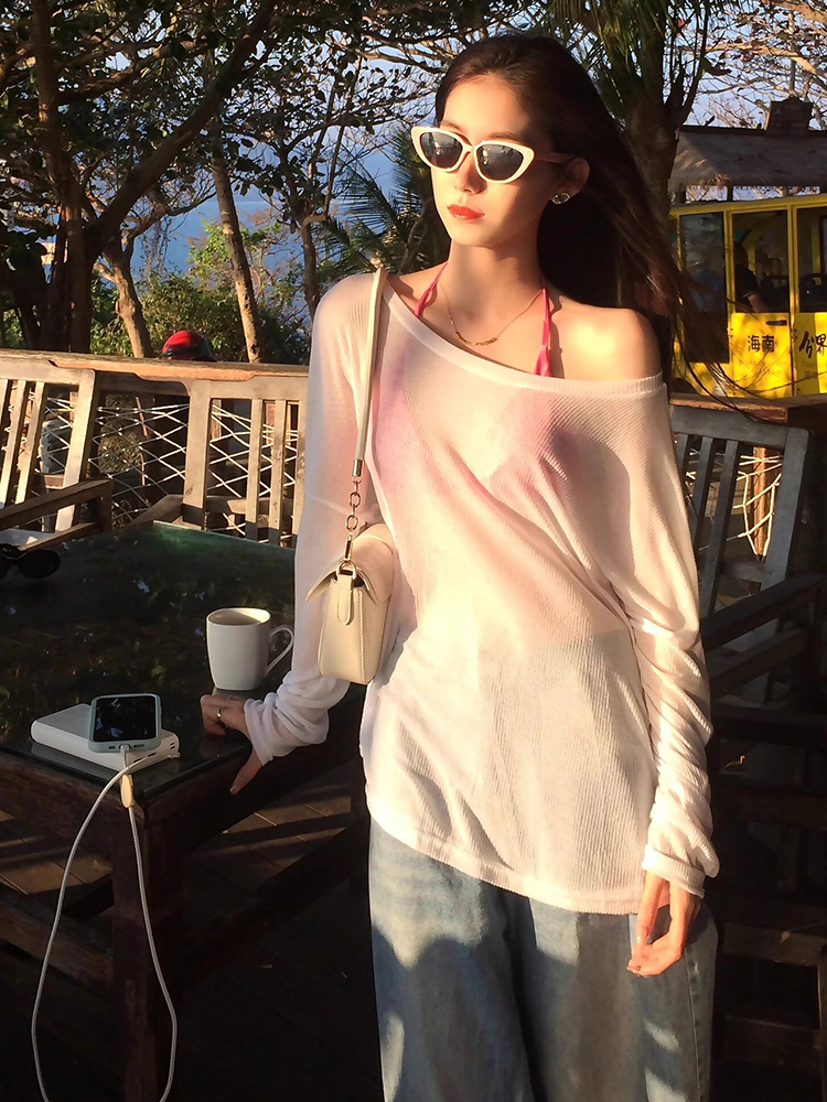 Lightweight Y2K Jazz Dance Top for Women - Knitted Cover-Up for K-Pop Festival Outfits, Stylish Sun Protection Clothing Lightweight Y2K Jazz Dance Top for Women - Knitted Cover-Up for K-Pop Festival Outfits, Stylish Sun Protection Clothing