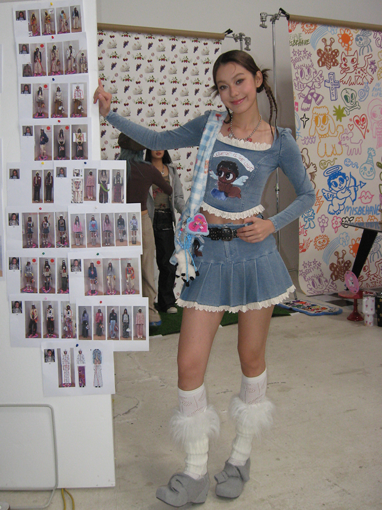 Little Black Angel Blue Denim Knitted Court Top - Y2K Style Fashion Staple for Unique Outfits Little Black Angel Blue Denim Knitted Court Top - Y2K Style Fashion Staple for Unique Outfits