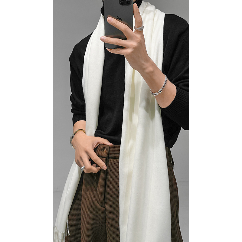 Long Fringe Shawl Scarf for Autumn & Winter - Versatile Solid Color Design, Warm and Stylish Accessory Long Fringe Shawl Scarf for Autumn & Winter - Versatile Solid Color Design, Warm and Stylish Accessory