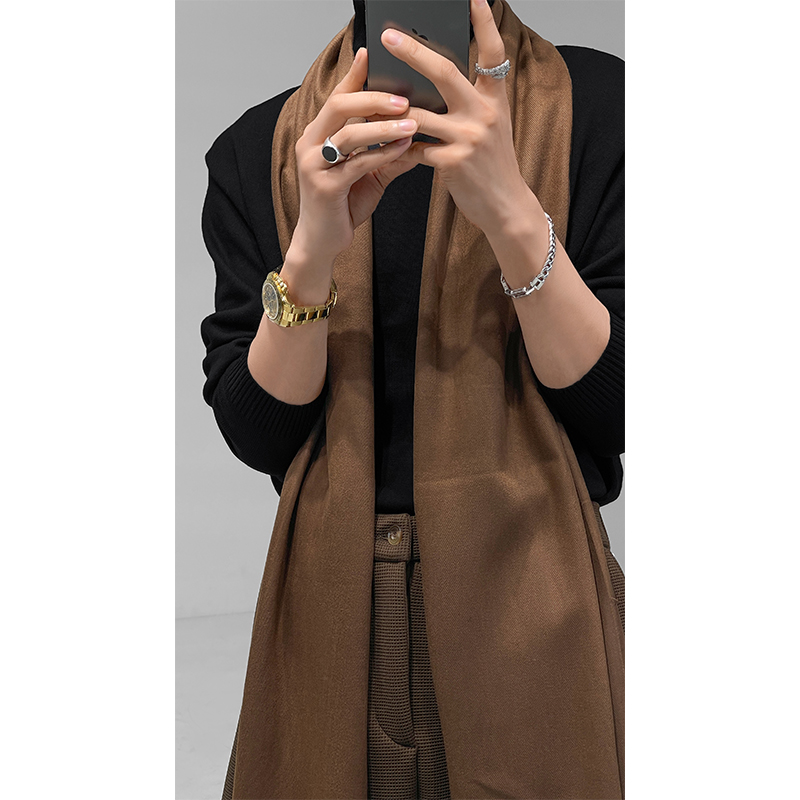 Long Fringe Shawl Scarf for Autumn & Winter - Versatile Solid Color Design, Warm and Stylish Accessory