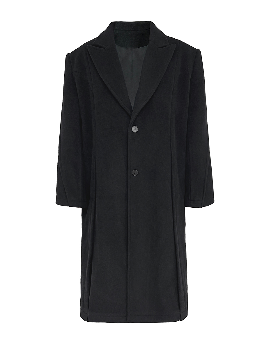 Long Killer Coat with Shoulder Pads, Loose Fit, 70% Australian Wool, Oversized Fashion, Chic Outerwear, Stylish Winter Coat