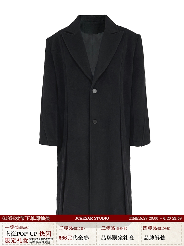 Long Killer Coat with Shoulder Pads, Loose Fit, 70% Australian Wool, Oversized Fashion, Chic Outerwear, Stylish Winter Coat