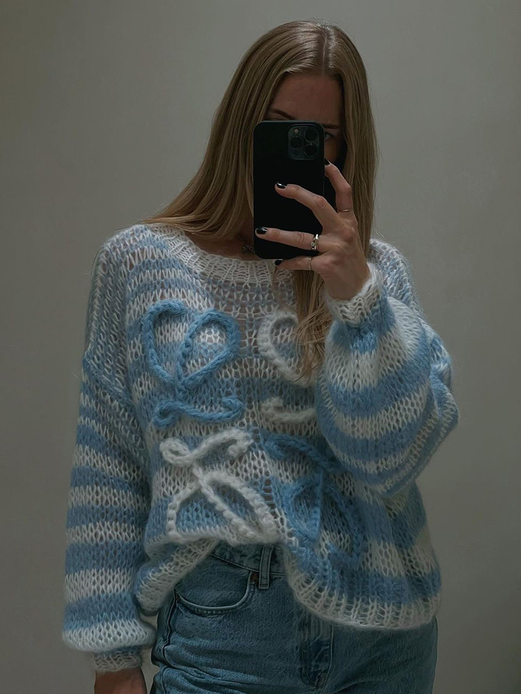 Loose Casual Hollow Knit Sweater for Women - Early Autumn Long Sleeve Top in Lazy Style, Perfect for Y2K and Korean Fashion Trends Loose Casual Hollow Knit Sweater for Women - Early Autumn Long Sleeve Top in Lazy Style, Perfect for Y2K and Korean Fashion Trends