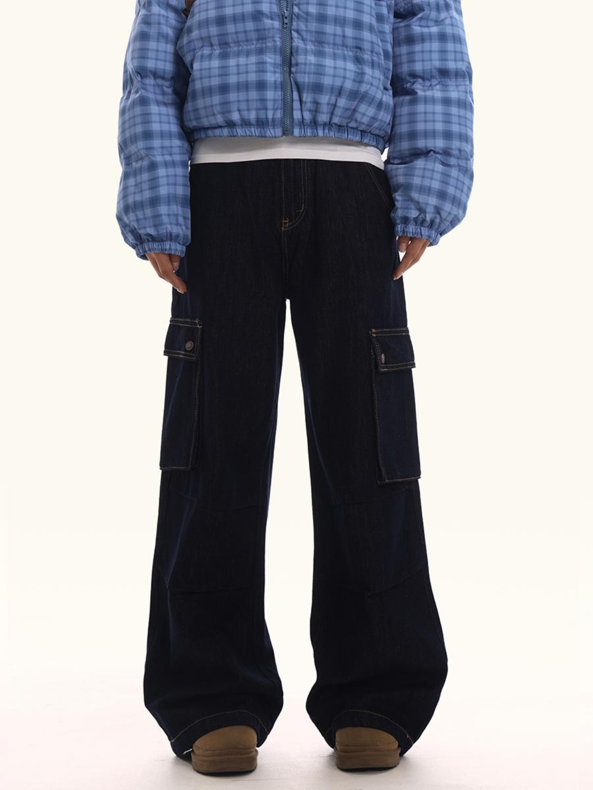 Loose Fit Deep Blue Denim Work Pants for Men and Women - Straight Casual Style, American Classic, Versatile Everyday Wear Loose Fit Deep Blue Denim Work Pants for Men and Women - Straight Casual Style, American Classic, Versatile Everyday Wear