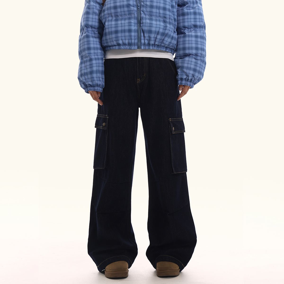 Loose Fit Deep Blue Denim Work Pants for Men and Women - Straight Casual Style, American Classic, Versatile Everyday Wear