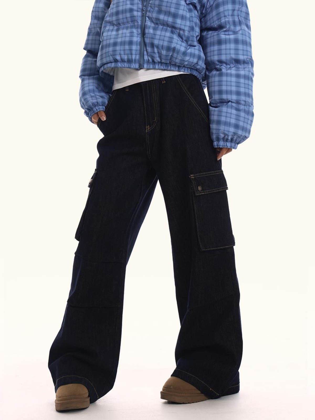 Loose Fit Deep Blue Denim Work Pants for Men and Women - Straight Casual Style, American Classic, Versatile Everyday Wear Loose Fit Deep Blue Denim Work Pants for Men and Women - Straight Casual Style, American Classic, Versatile Everyday Wear