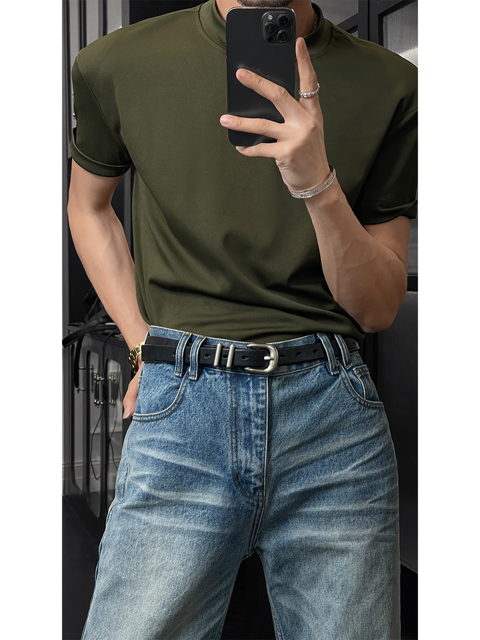 Loose Fit Half-High Neck Short Sleeve T-Shirt - Breathable American Sports Style, Trendy Summer Fashion for Versatile Looks Loose Fit Half-High Neck Short Sleeve T-Shirt - Breathable American Sports Style, Trendy Summer Fashion for Versatile Looks