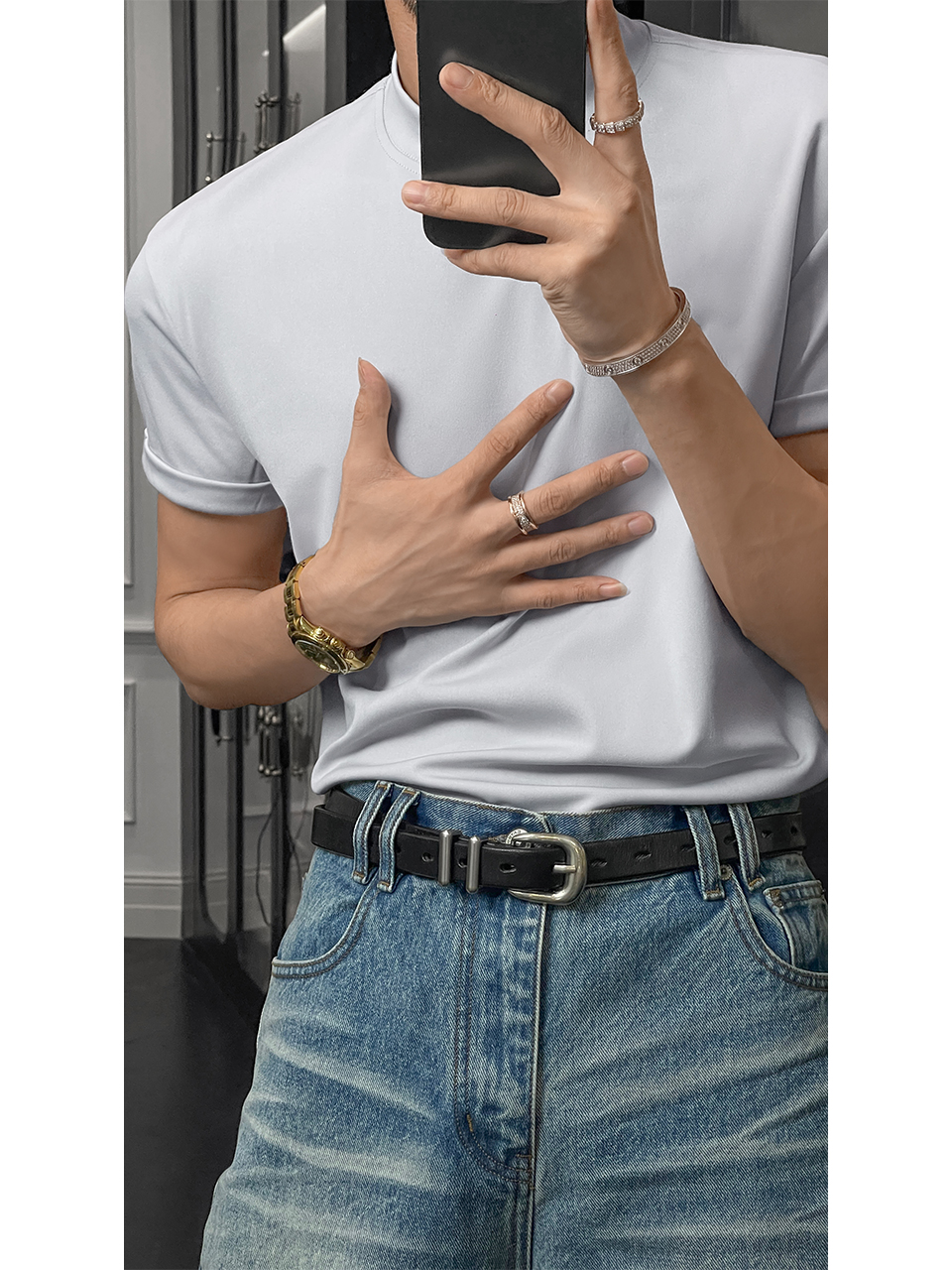 Loose Fit Half-High Neck Short Sleeve T-Shirt - Breathable American Sports Style, Trendy Summer Fashion for Versatile Looks Loose Fit Half-High Neck Short Sleeve T-Shirt - Breathable American Sports Style, Trendy Summer Fashion for Versatile Looks