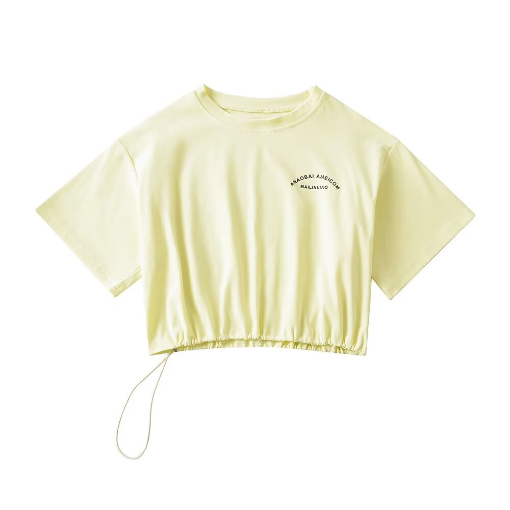 Loose Fit Jazz Dance Crop Top for Women with Drawstring Waist - Trendy Summer Style for Practice and Performance Loose Fit Jazz Dance Crop Top for Women with Drawstring Waist - Trendy Summer Style for Practice and Performance