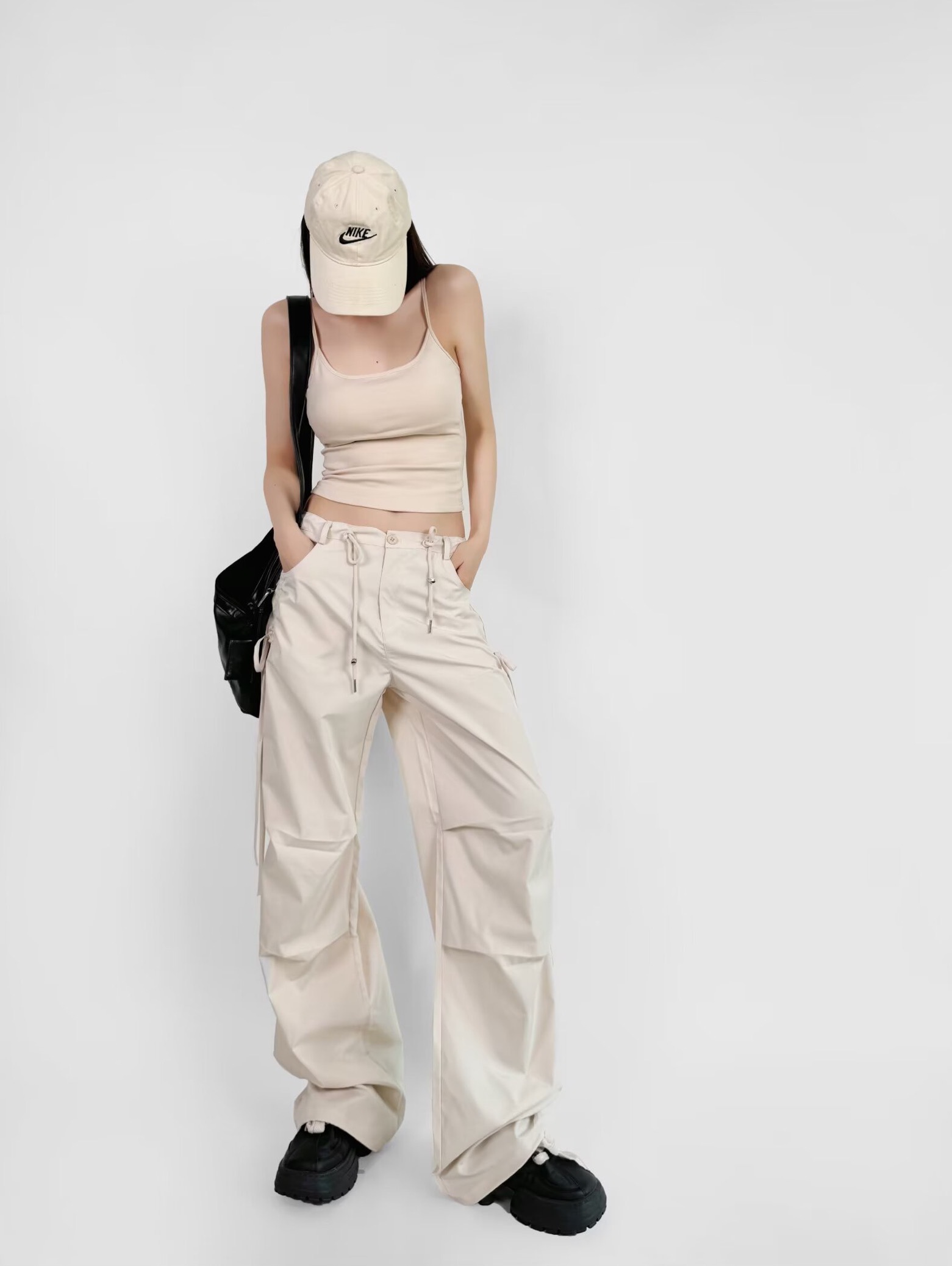 Loose Fit Jazz Dance Hip Hop Pants with Bow Tie Pleats - Quick-Dry American Style Slim-Fit Sports Long Pants