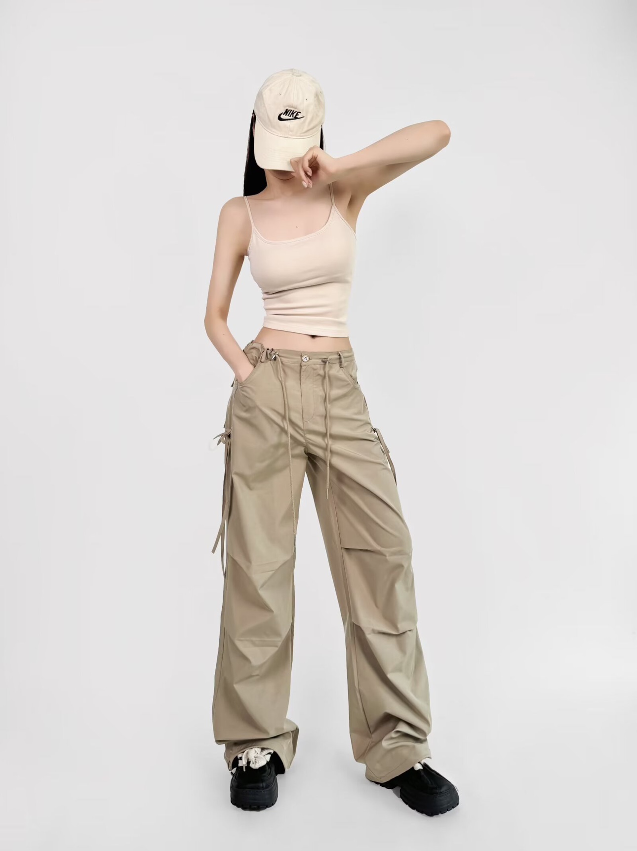 Loose Fit Jazz Dance Hip Hop Pants with Bow Tie Pleats - Quick-Dry American Style Slim-Fit Sports Long Pants Loose Fit Jazz Dance Hip Hop Pants with Bow Tie Pleats - Quick-Dry American Style Slim-Fit Sports Long Pants