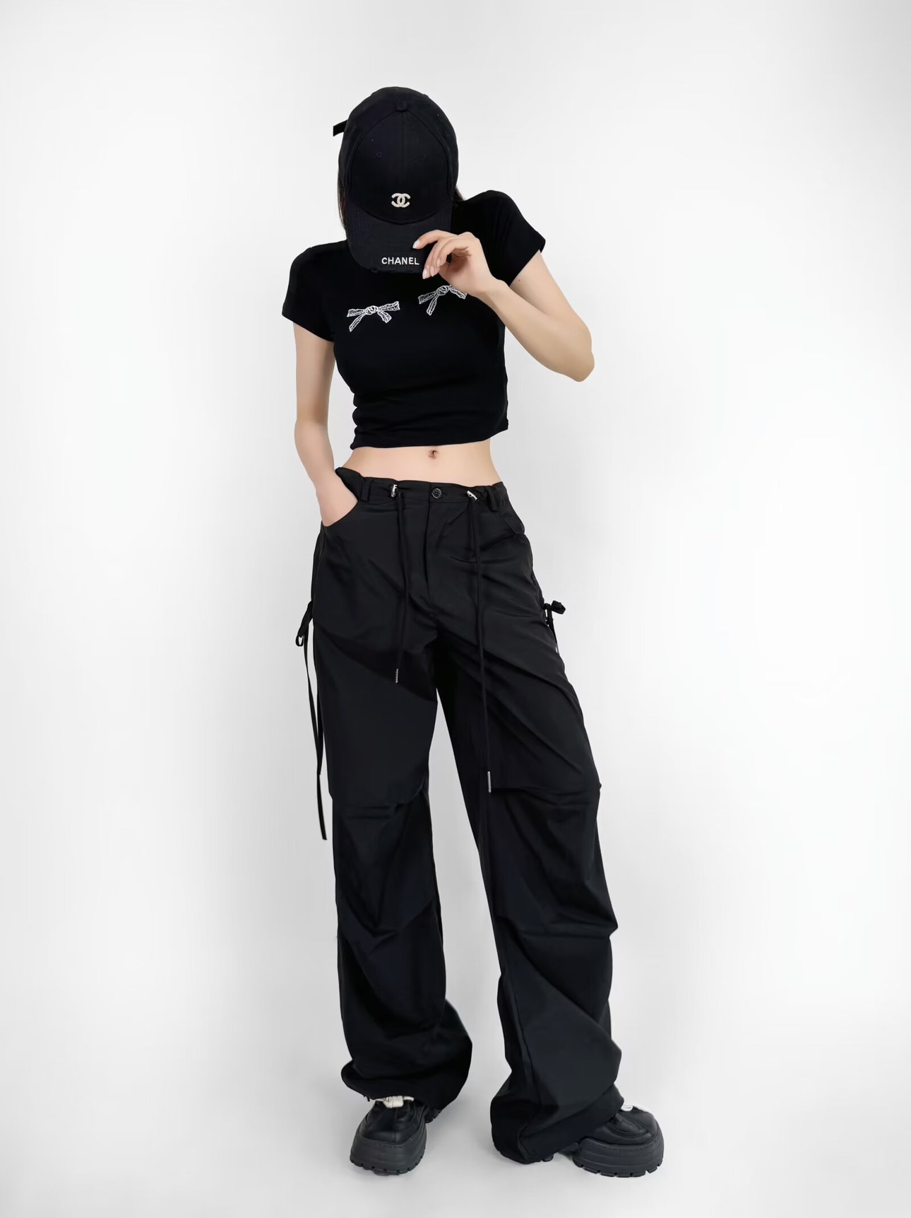 Loose Fit Jazz Dance Hip Hop Pants with Bow Tie Pleats - Quick-Dry American Style Slim-Fit Sports Long Pants Loose Fit Jazz Dance Hip Hop Pants with Bow Tie Pleats - Quick-Dry American Style Slim-Fit Sports Long Pants