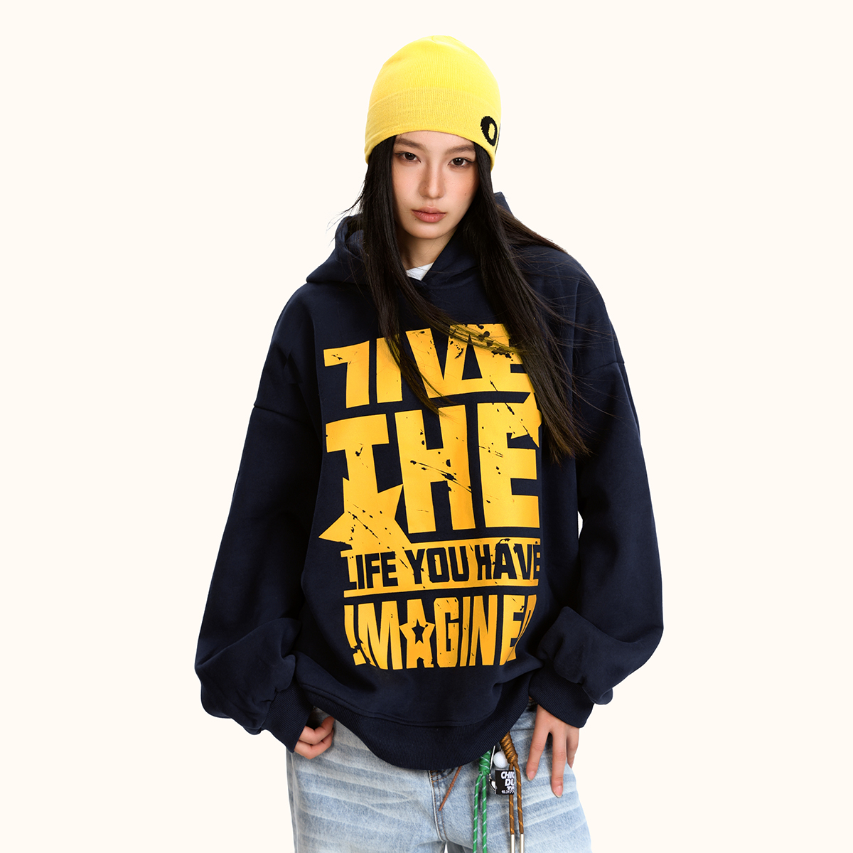 Loose Fit Retro American Letter Print Hoodie for Men and Women - Casual Street Style Hip Hop Jacket