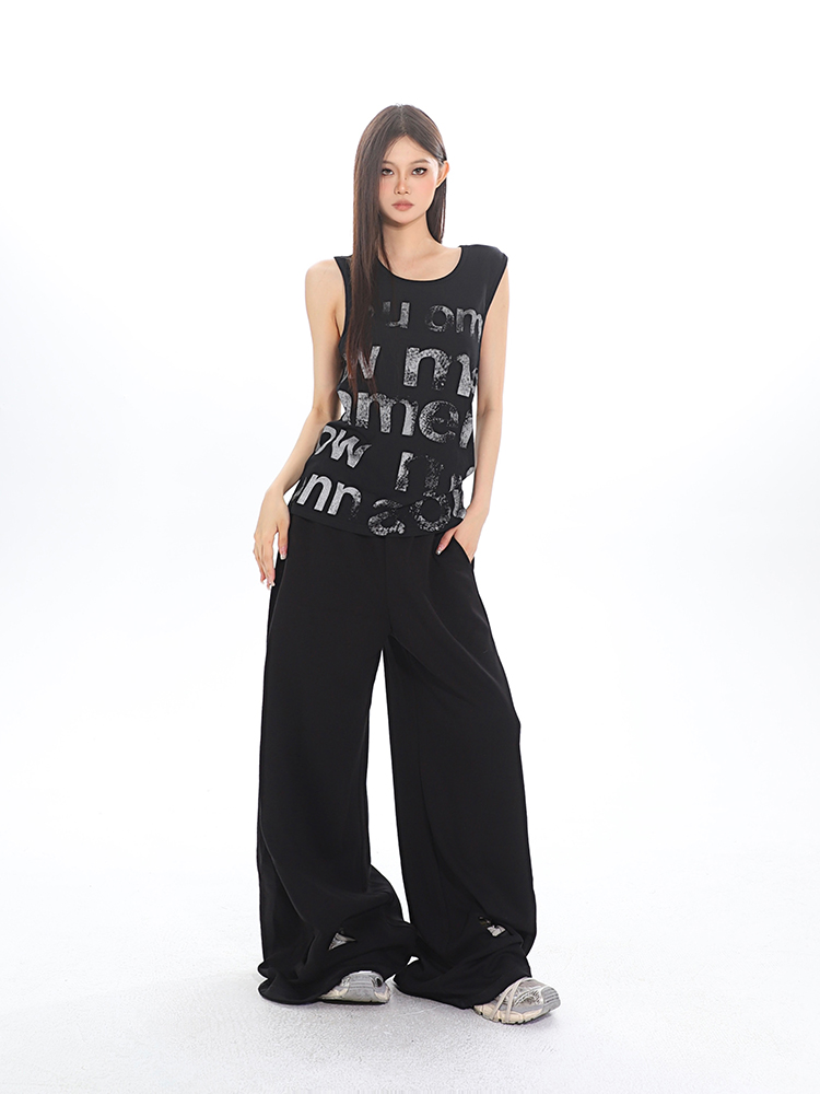 Loose Fit Sleeveless Tank Top for Women with American Letter Print - 2025 Spring/Summer Fashion Loose Fit Sleeveless Tank Top for Women with American Letter Print - 2025 Spring/Summer Fashion