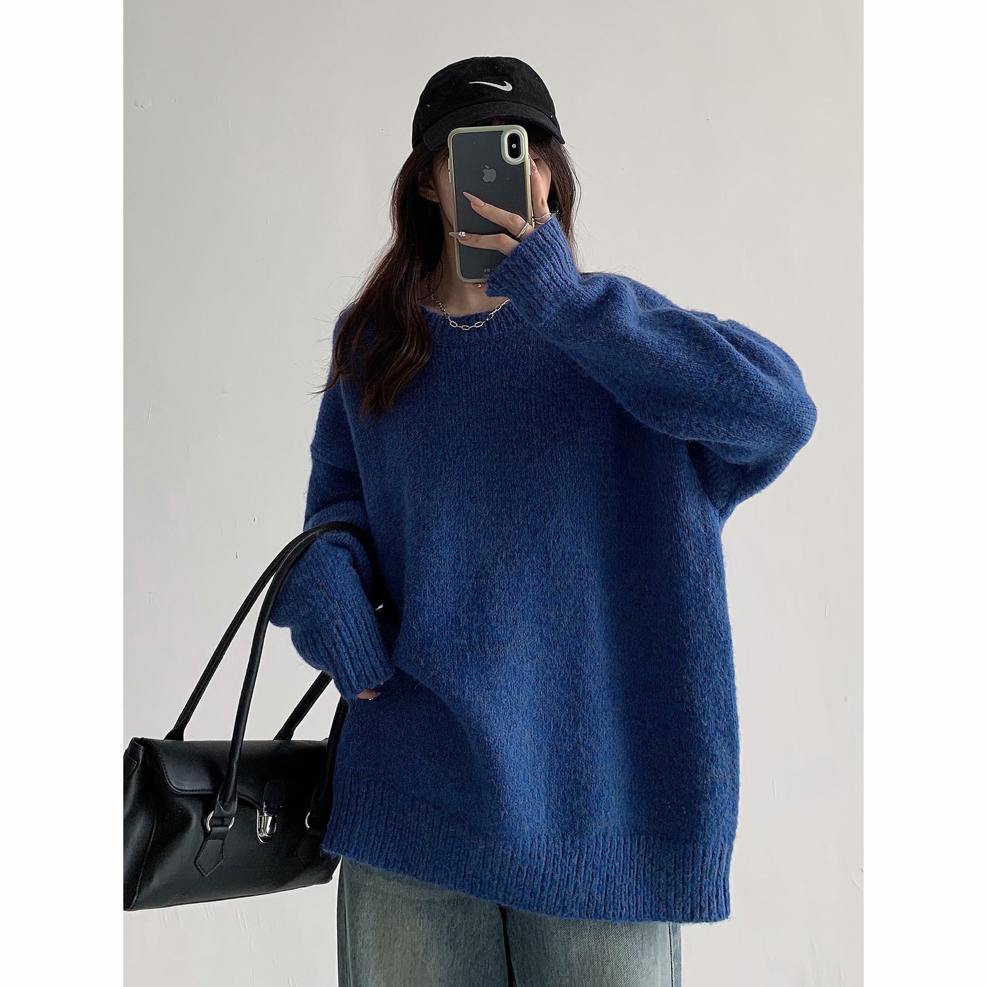 Loose-Fitting Thickened Sweater for Women, Korean Style Knitted Top Jacket, High-End Autumn Winter 2025 Casual Fashion