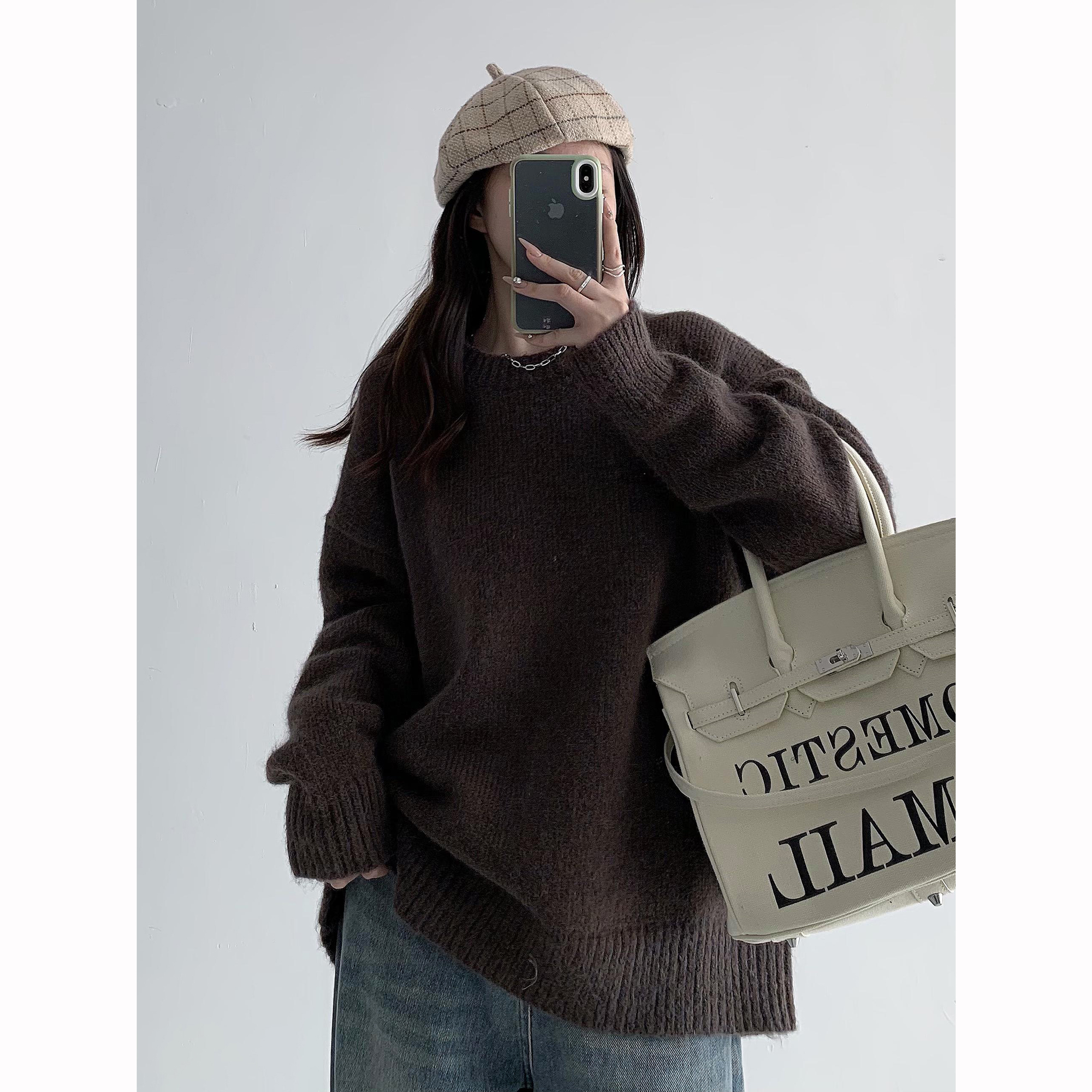 Loose-Fitting Thickened Sweater for Women, Korean Style Knitted Top Jacket, High-End Autumn Winter 2025 Casual Fashion Loose-Fitting Thickened Sweater for Women, Korean Style Knitted Top Jacket, High-End Autumn Winter 2025 Casual Fashion