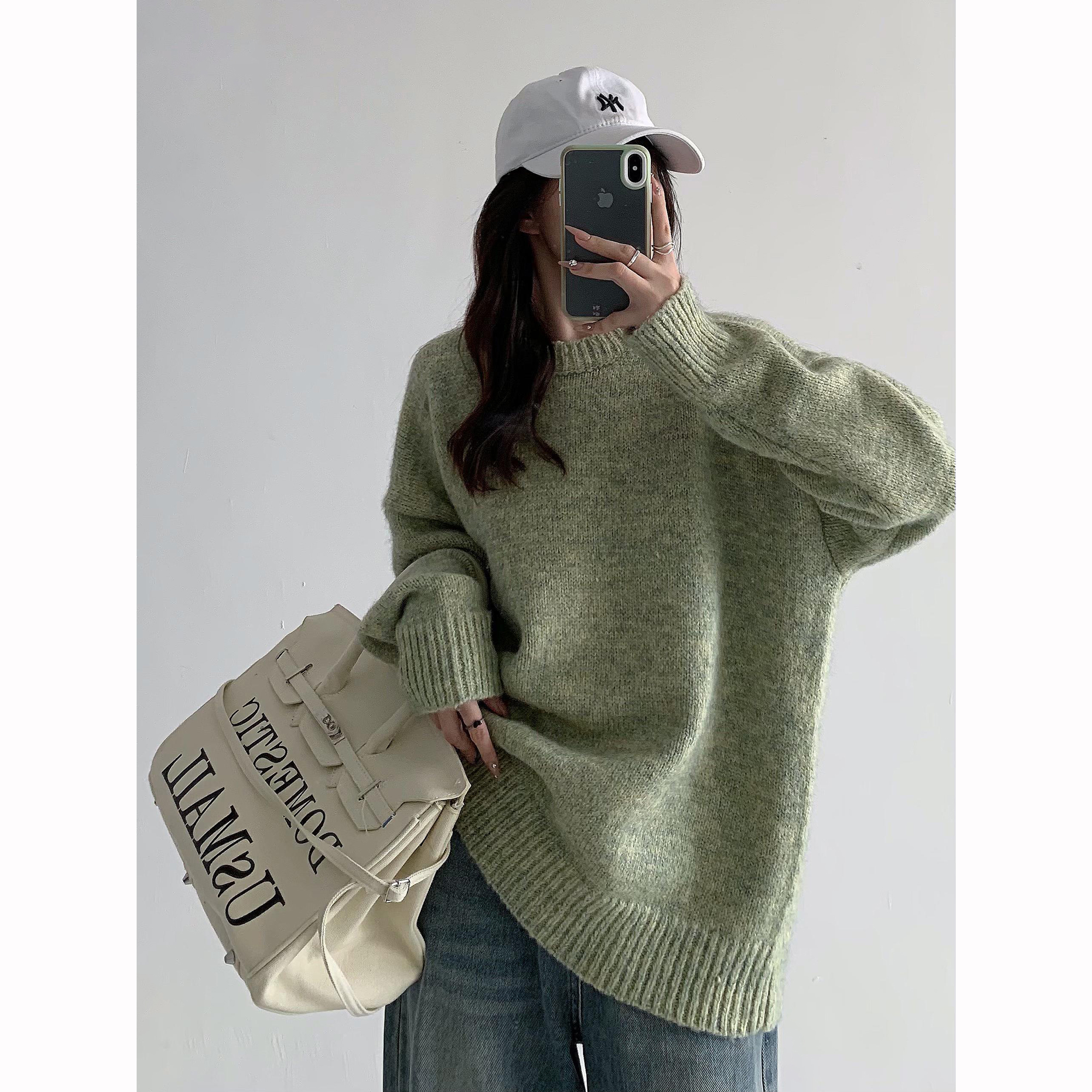 Loose-Fitting Thickened Sweater for Women, Korean Style Knitted Top Jacket, High-End Autumn Winter 2025 Casual Fashion Loose-Fitting Thickened Sweater for Women, Korean Style Knitted Top Jacket, High-End Autumn Winter 2025 Casual Fashion