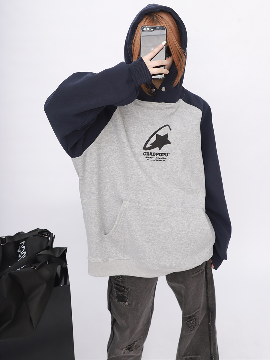 Loose Raglan Sleeve Sweatshirt for Women - Thin Hooded Top with Niche Design, Trendy American Style for Spring and Autumn 2025