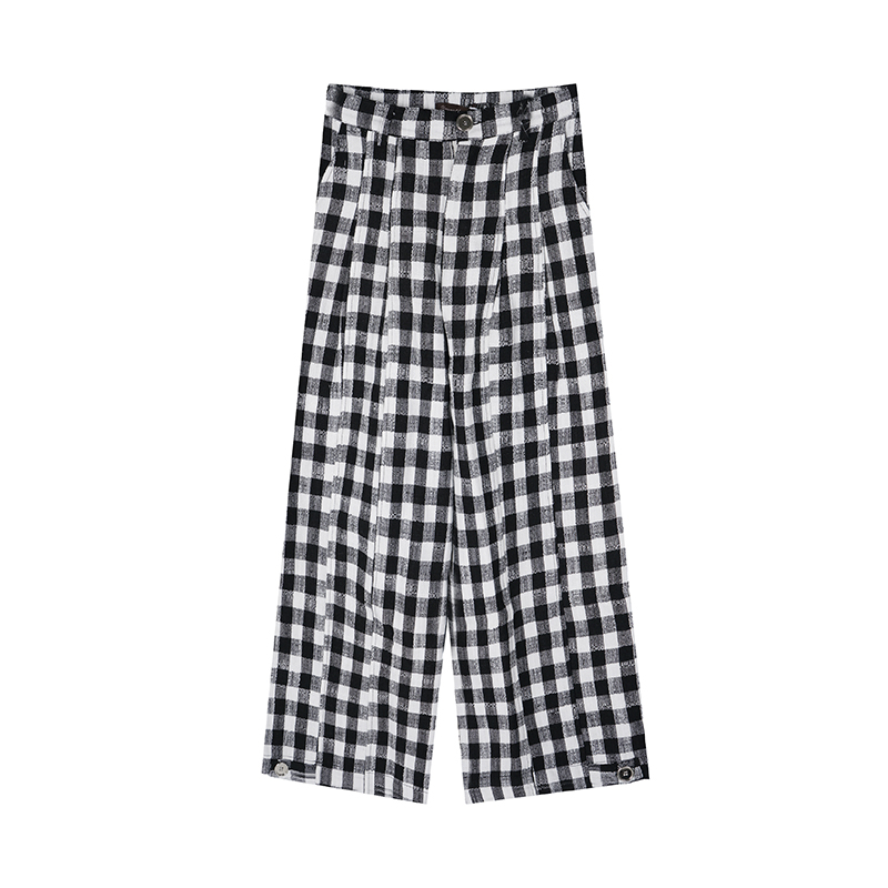 Loose Relaxed Checkered Wide-Leg Pants for Women - Casual Floor-Length Yamamoto Style for Spring and Autumn Fashion